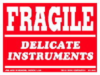 Fragile Labels - Fragile Label 3" x 4" (Delicate Instruments) 500/roll