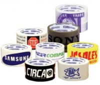 Custom Printed Acrylic Tapes - 3" x 110 yds. Tan 2.0 mil Acrylic Tape, 24 rolls/case, 2 colors