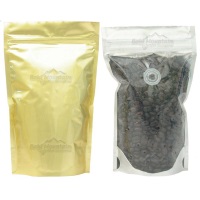 Foil Bags - Stand Up Foil Pouches Gold 2lb. + Zip, Valve, And Easy Tear Line