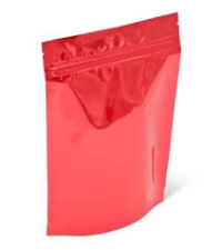 Mylar Bags - Stand Up Metallized Mylar Pouch Red 4oz. + Zip