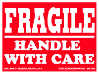 Fragile Labels - Fragile Label 4" x 6" (Handle With Care) 500/roll