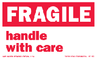 Fragile Labels - Fragile Label 3" x 5" (Handle With Care) 500/roll