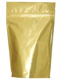 Foil Bags - Stand Up Foil Pouches Clear/Gold No Valve 16oz. + Zip