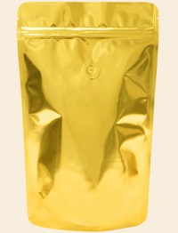 Foil Bags - Stand Up Foil Pouches Gold 8oz. + Zip And Valve