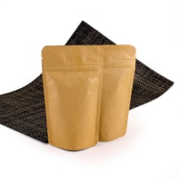 Foil Bags - Stand Up Foil Pouches Natural Kraft Paper No Valve 8oz. + Zip